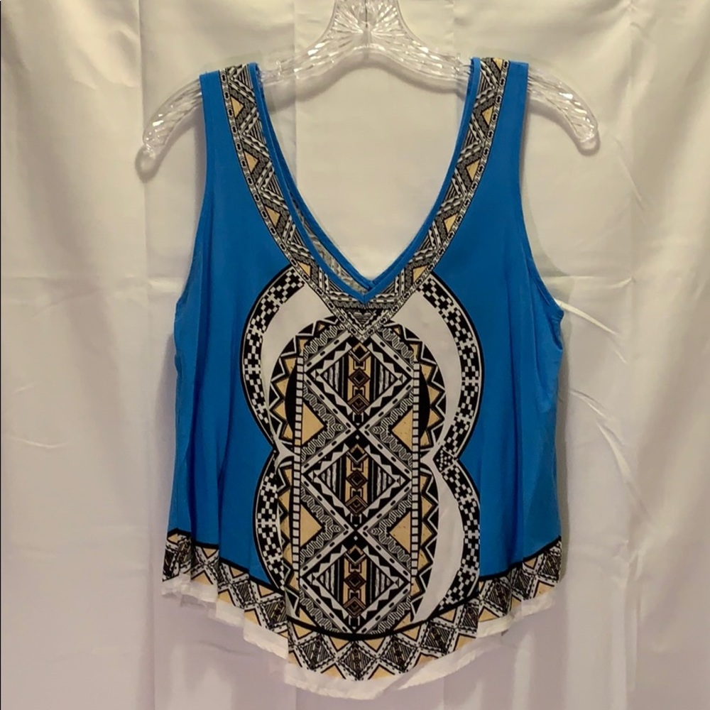 Jealous Tomato Sleeveless White Blue Geometric